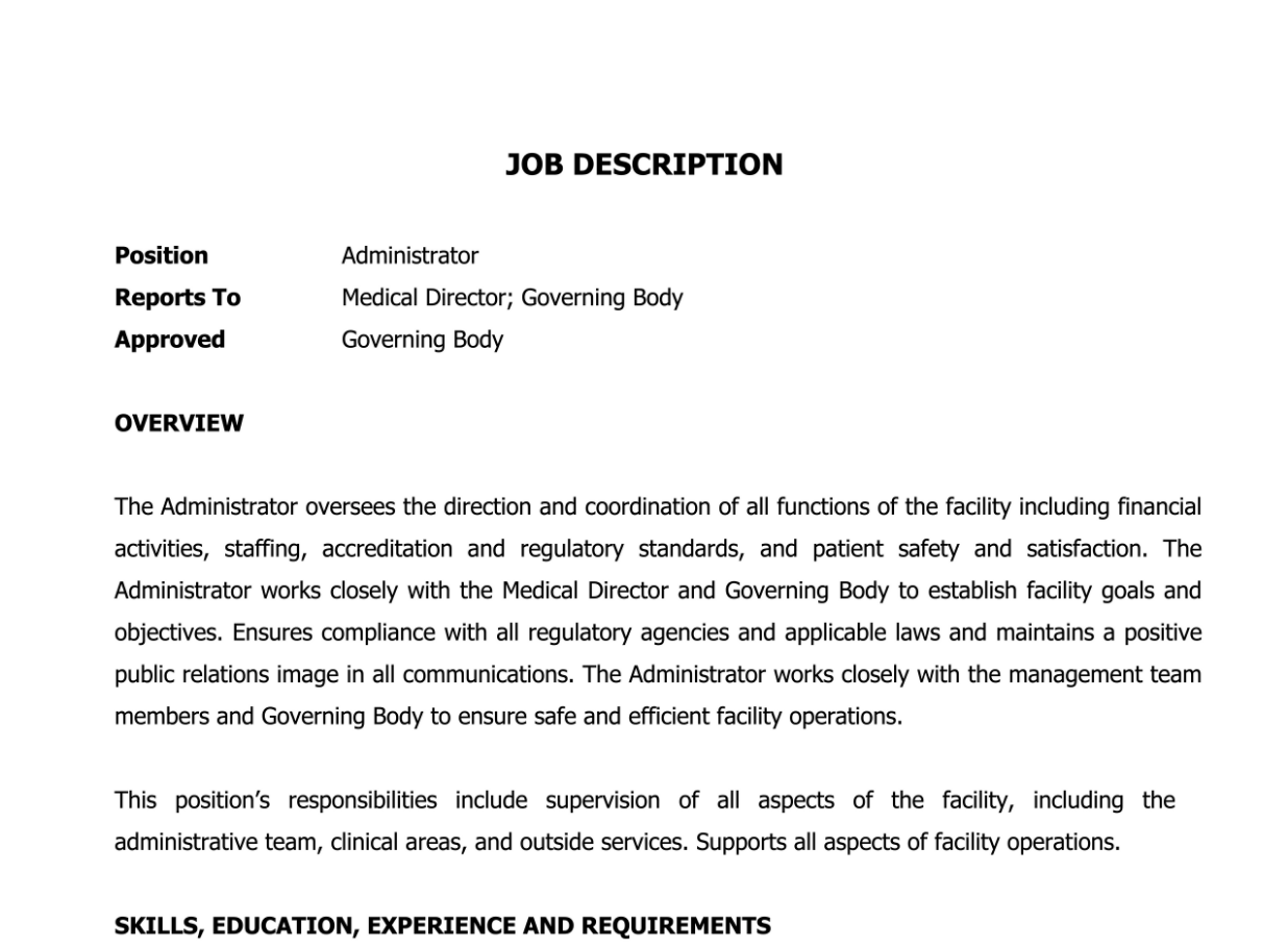 administrator-job-description-template