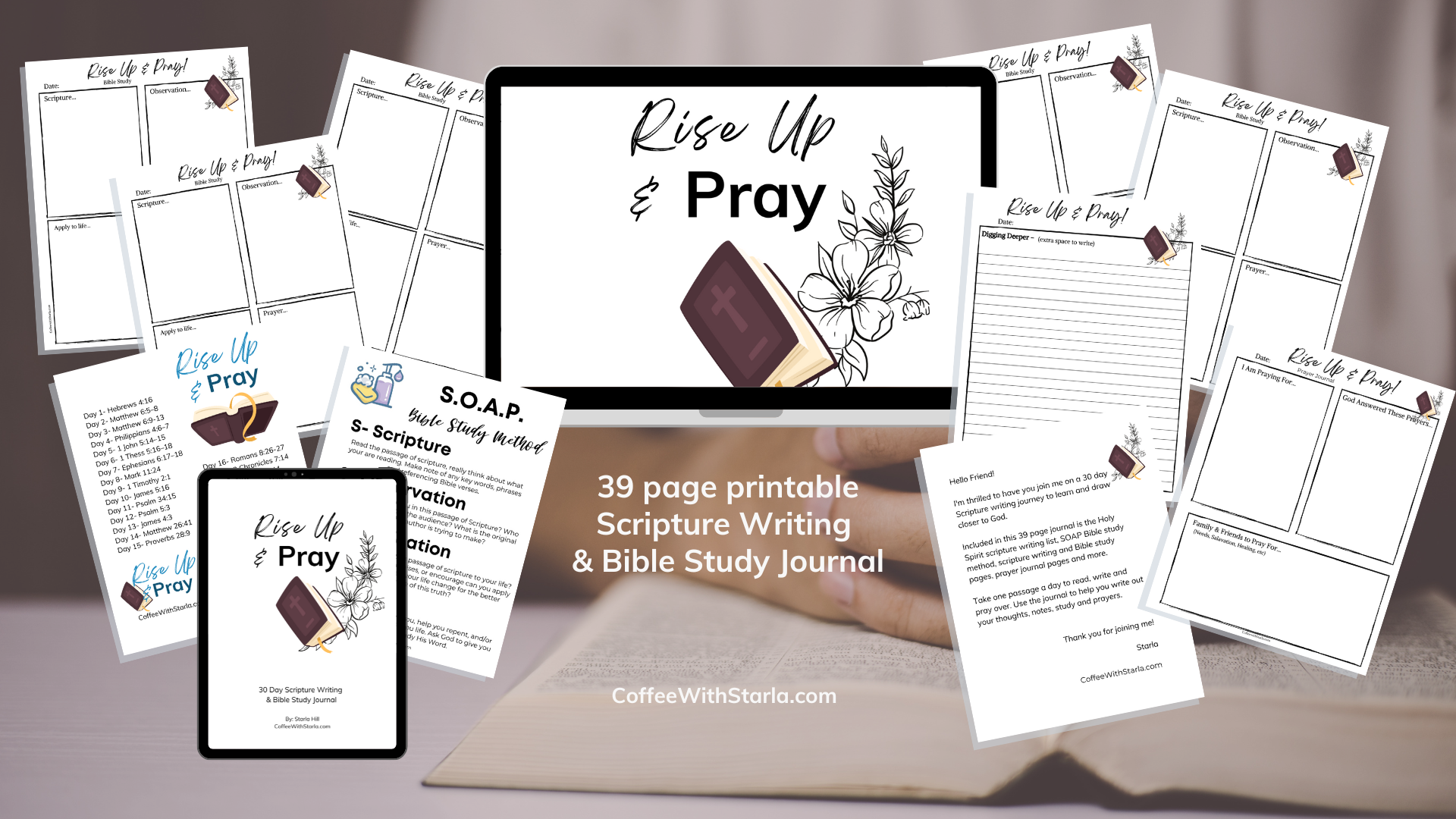 Rise Up & Pray Scripture Writing and Bible Study Journal Printable