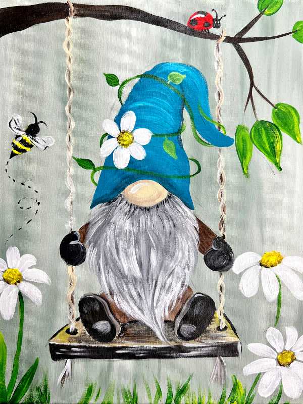 Spring Swing Gnome Acrylic Painting Tutorial Download