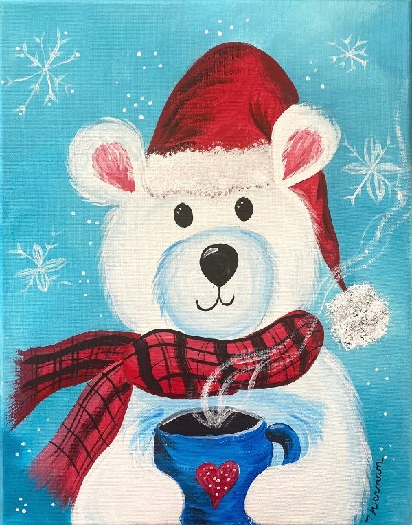 Polar Bear Christmas Acrylic Painting Tutorial Download