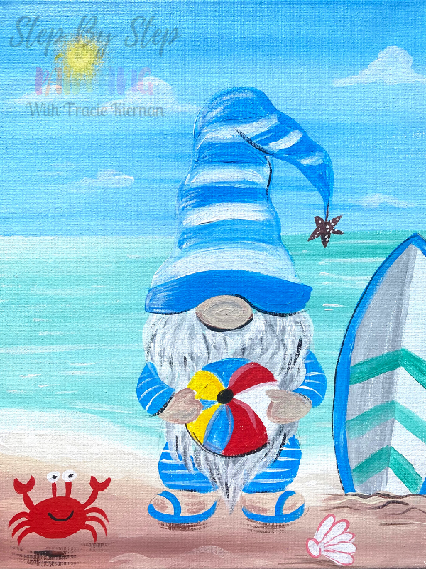 Gnome On The Beach PDF Acrylic Tutorial & Video Download