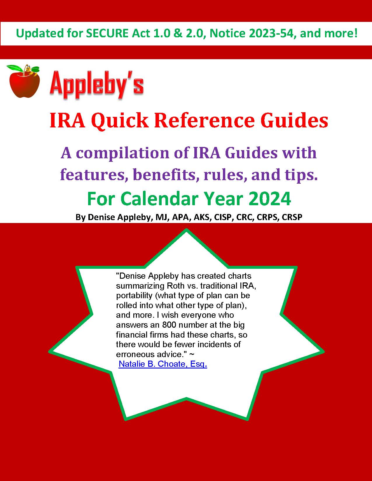 2024 IRA Quick Reference Guide Booklet