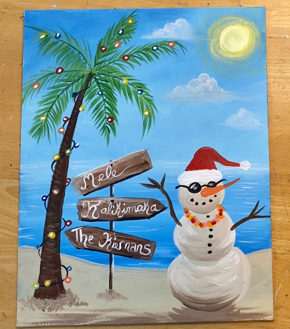 Snowman On The Beach PDF Download Acrylic Painting Tutorial