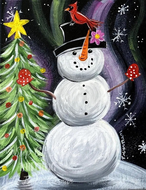 Magical Snowman PDF Download Acrylic Painting Tutorial