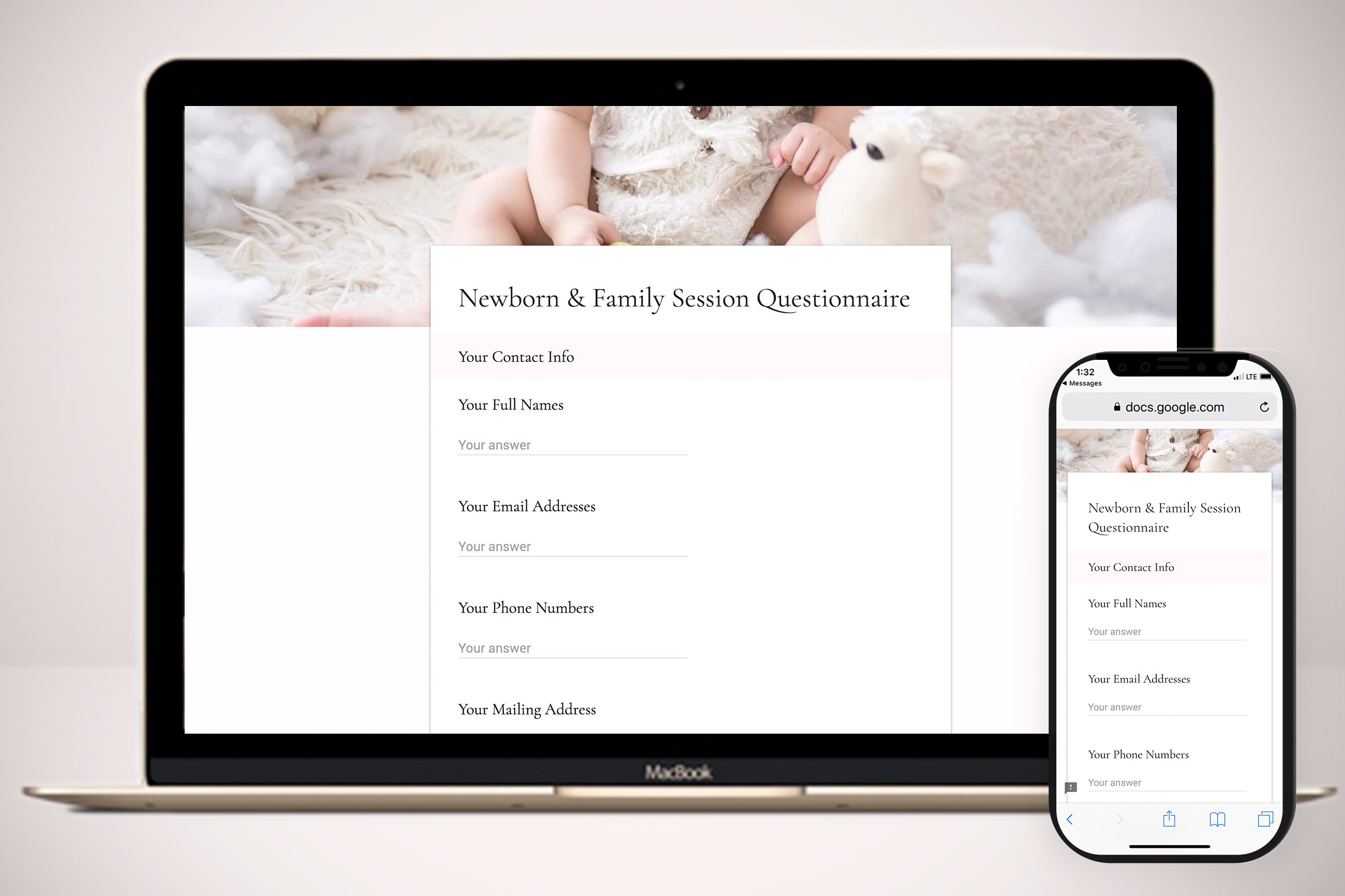Newborn Photography Questionnaire Template