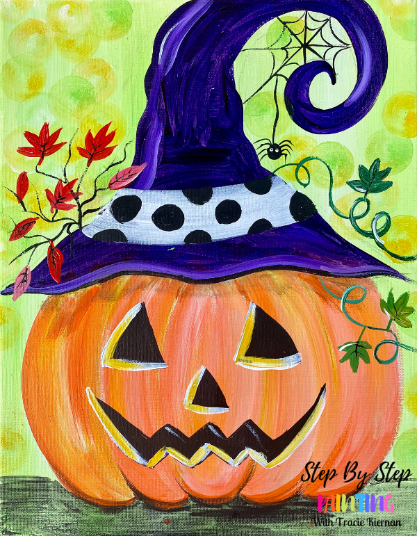 "Jack O' Lantern With Witch Hat" Painting Tutorial Download