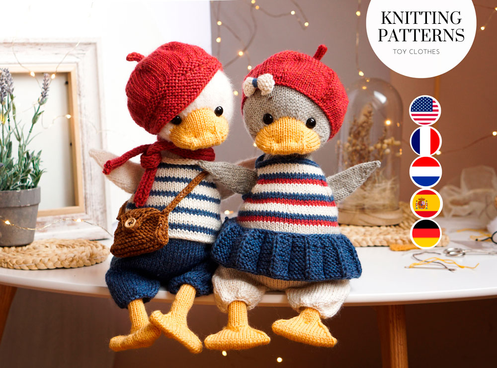 Knitting Toy Clothes Pattern - Wardrobe for Martin&Greta (large gooses)