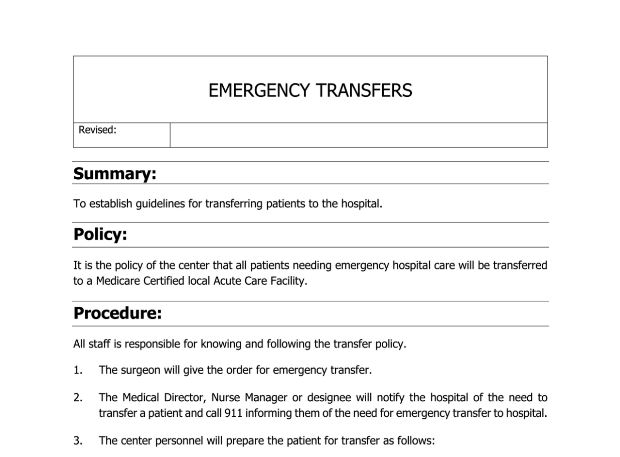 Emergency Transfers Policy