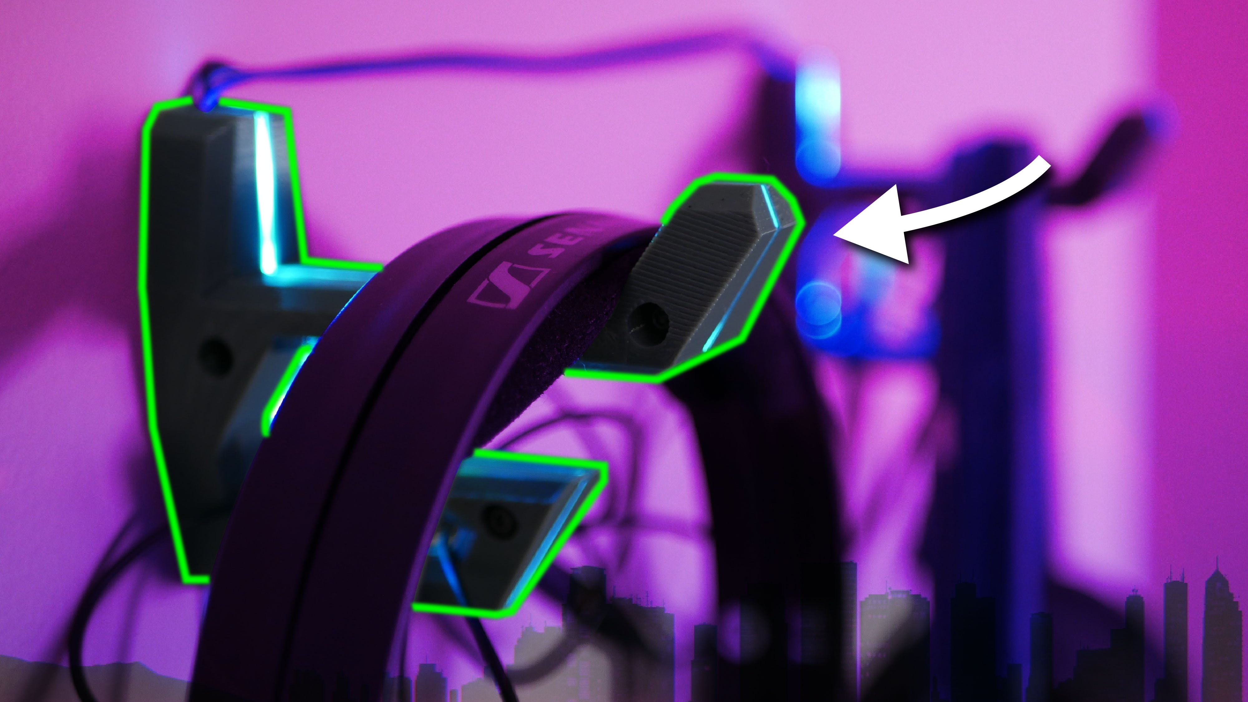 Synthwave Inspired Headphone Holder wall mount