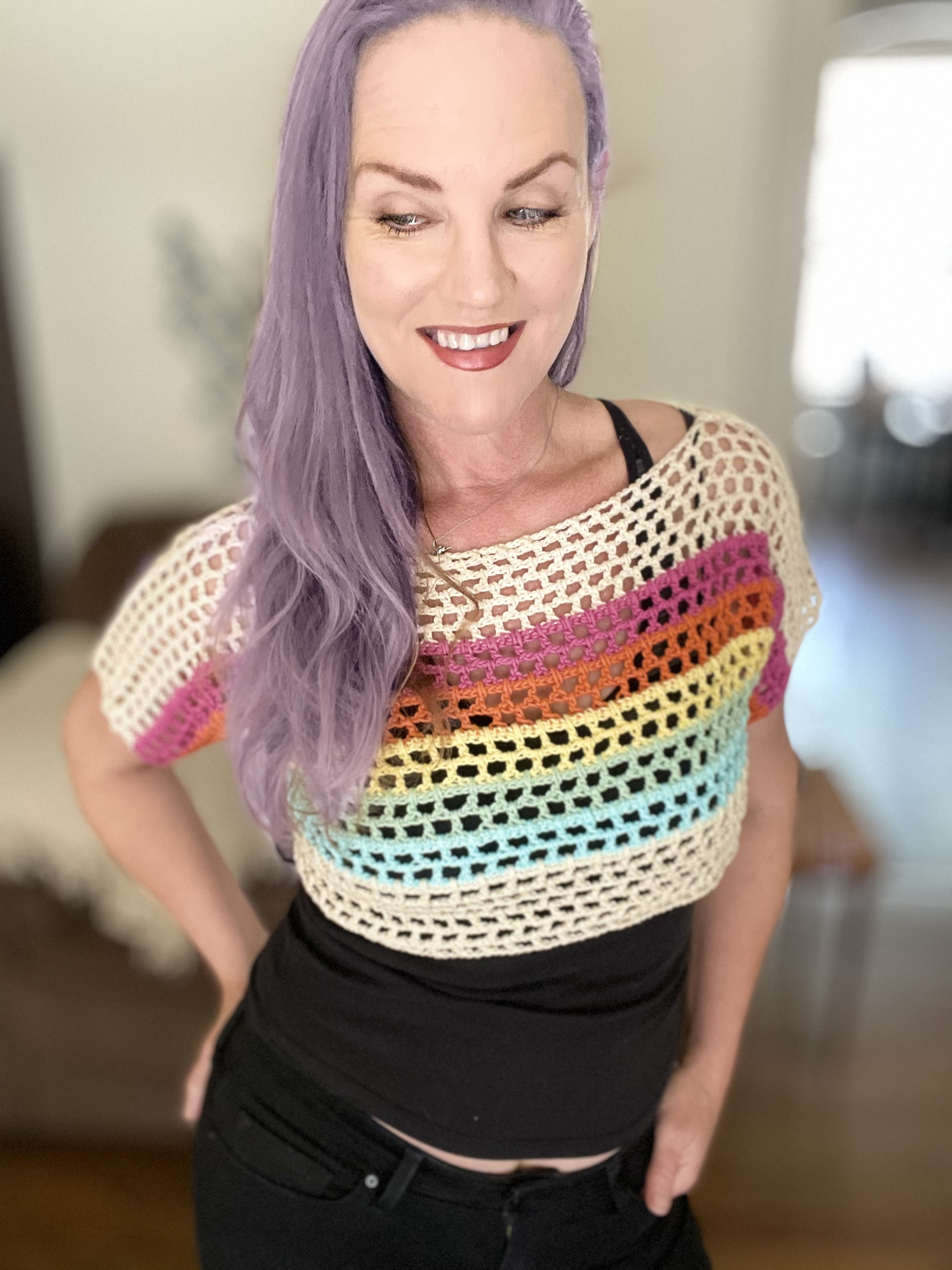 Rainbow crochet 2024 crop top