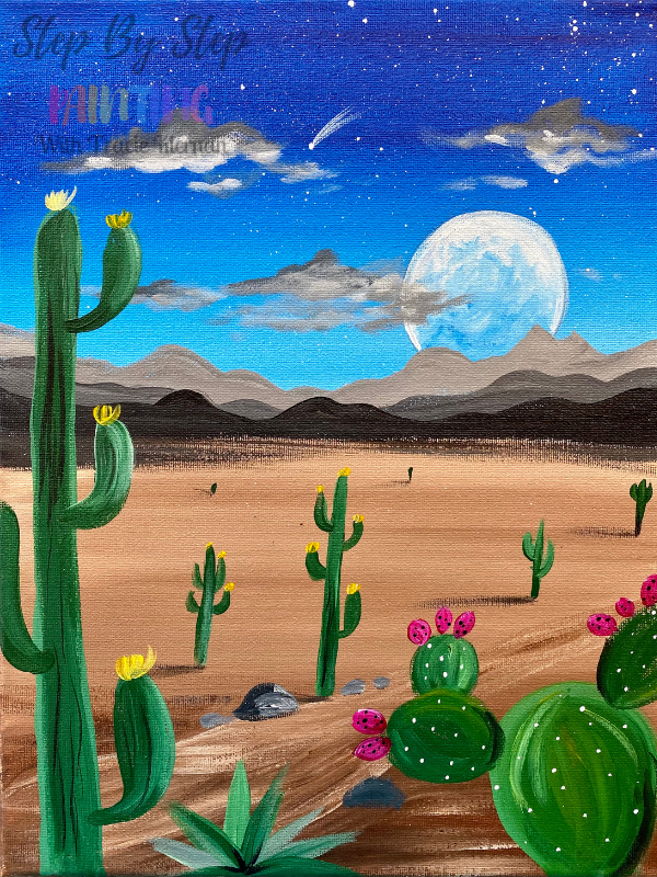 "Desert Scene" PDF Download Acrylic Painting Tutorial