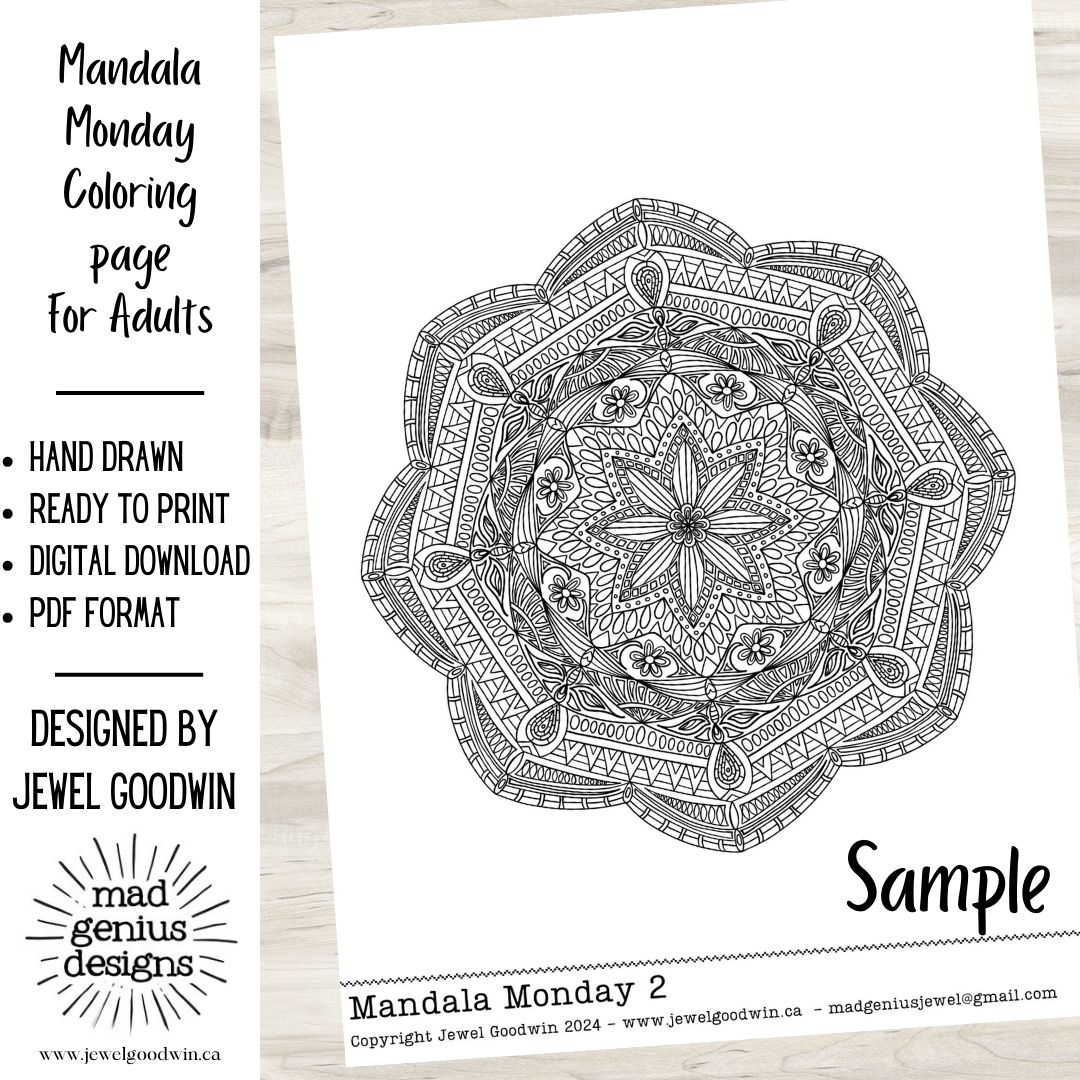 Free adult coloring page printable download Mandala Moday Apr 15 2024
