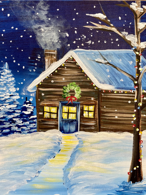 "Christmas Cabin" - Acrylic Painting Exclusive Tutorial