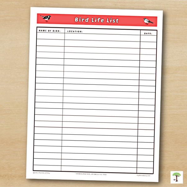 Printable Bird Life List