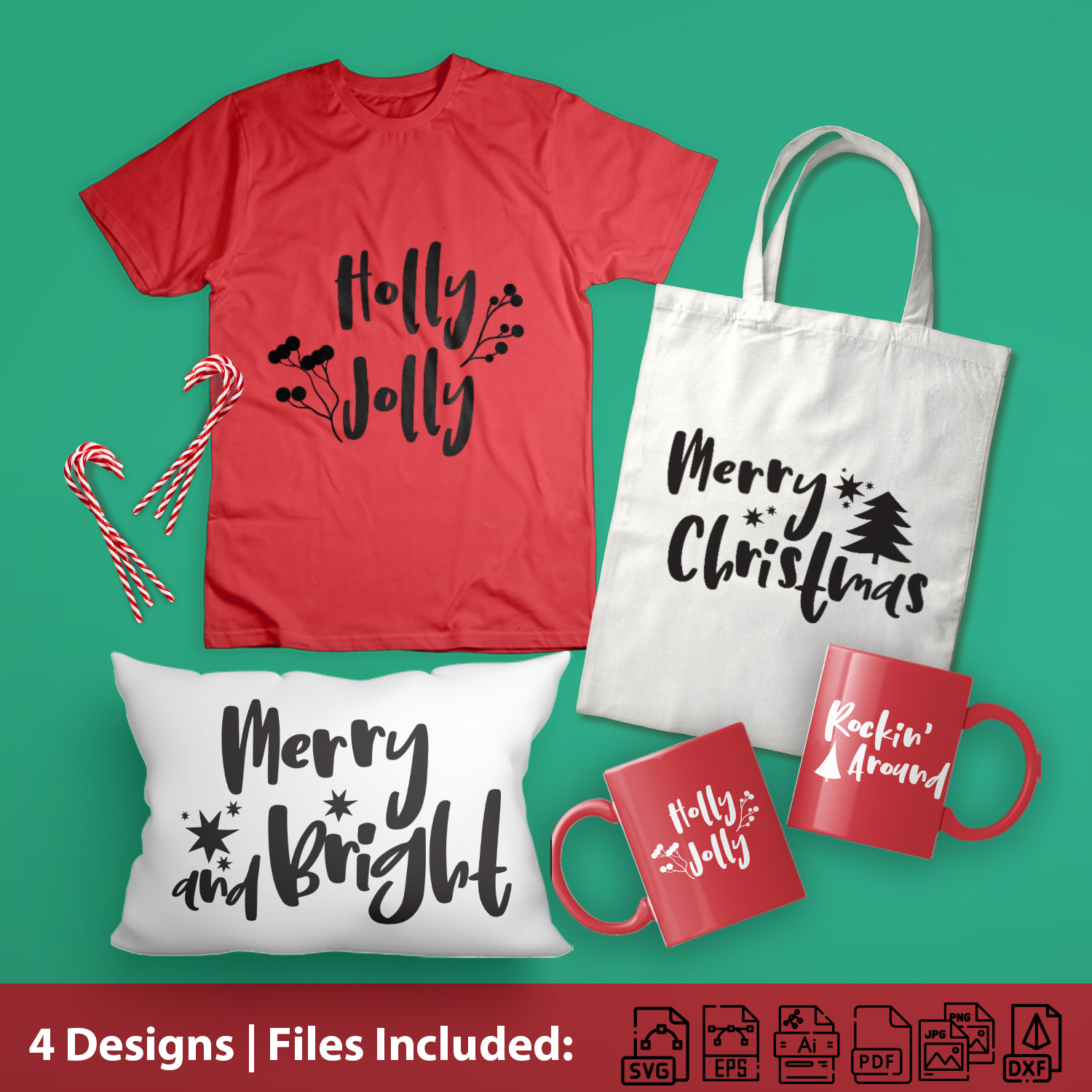 Christmas SVGs Bundle - Holiday PDF Patterns/Stencils