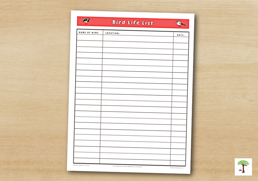 Printable Bird Life List