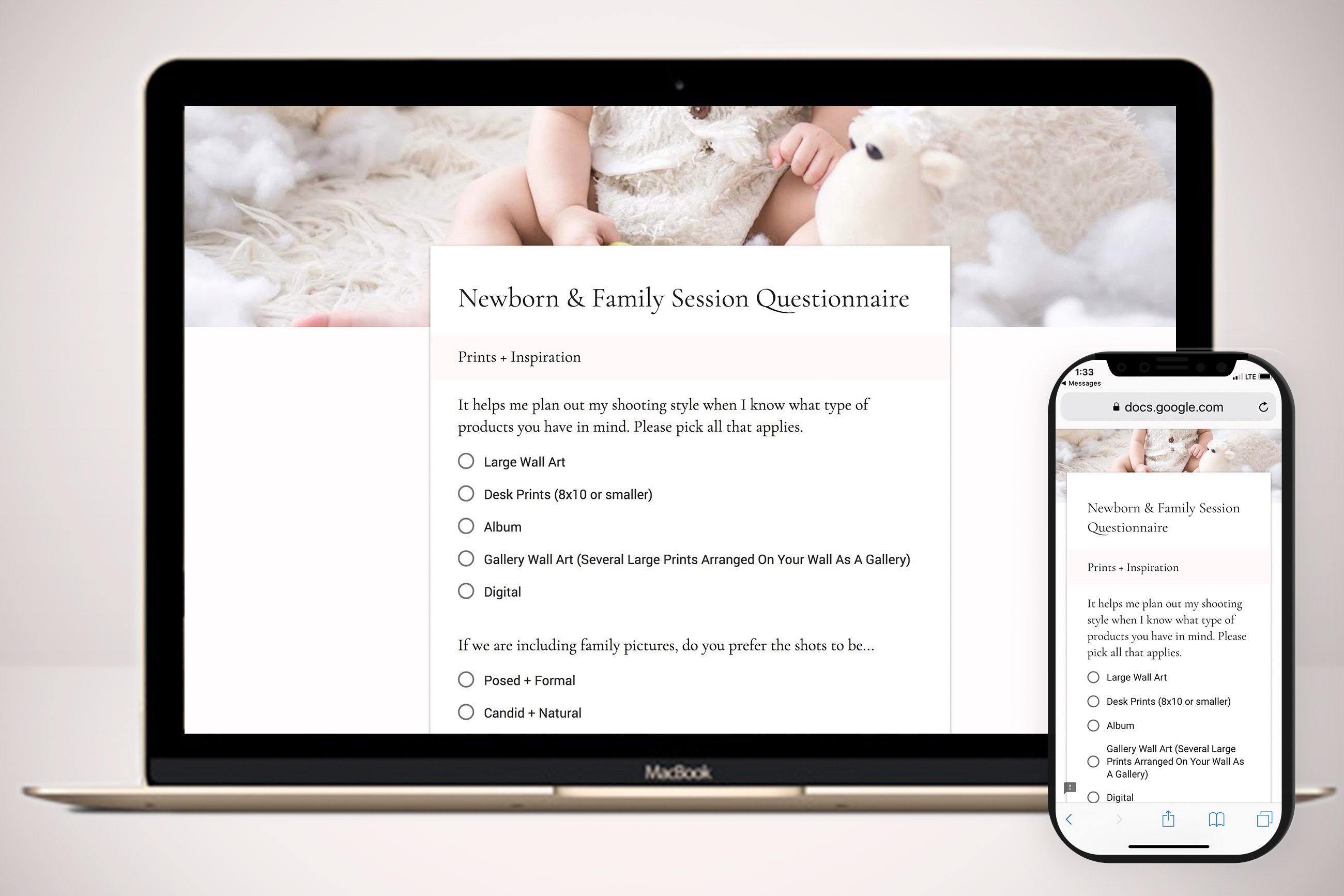 Newborn Photography Questionnaire Template