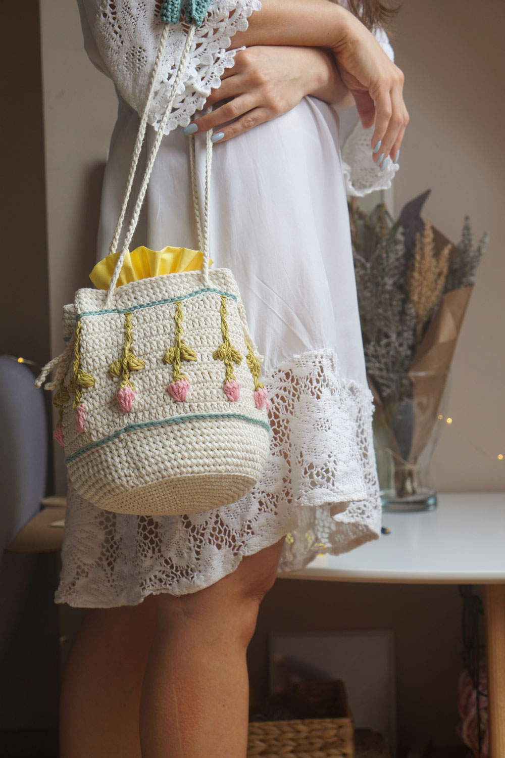 Crochet bucket bag online