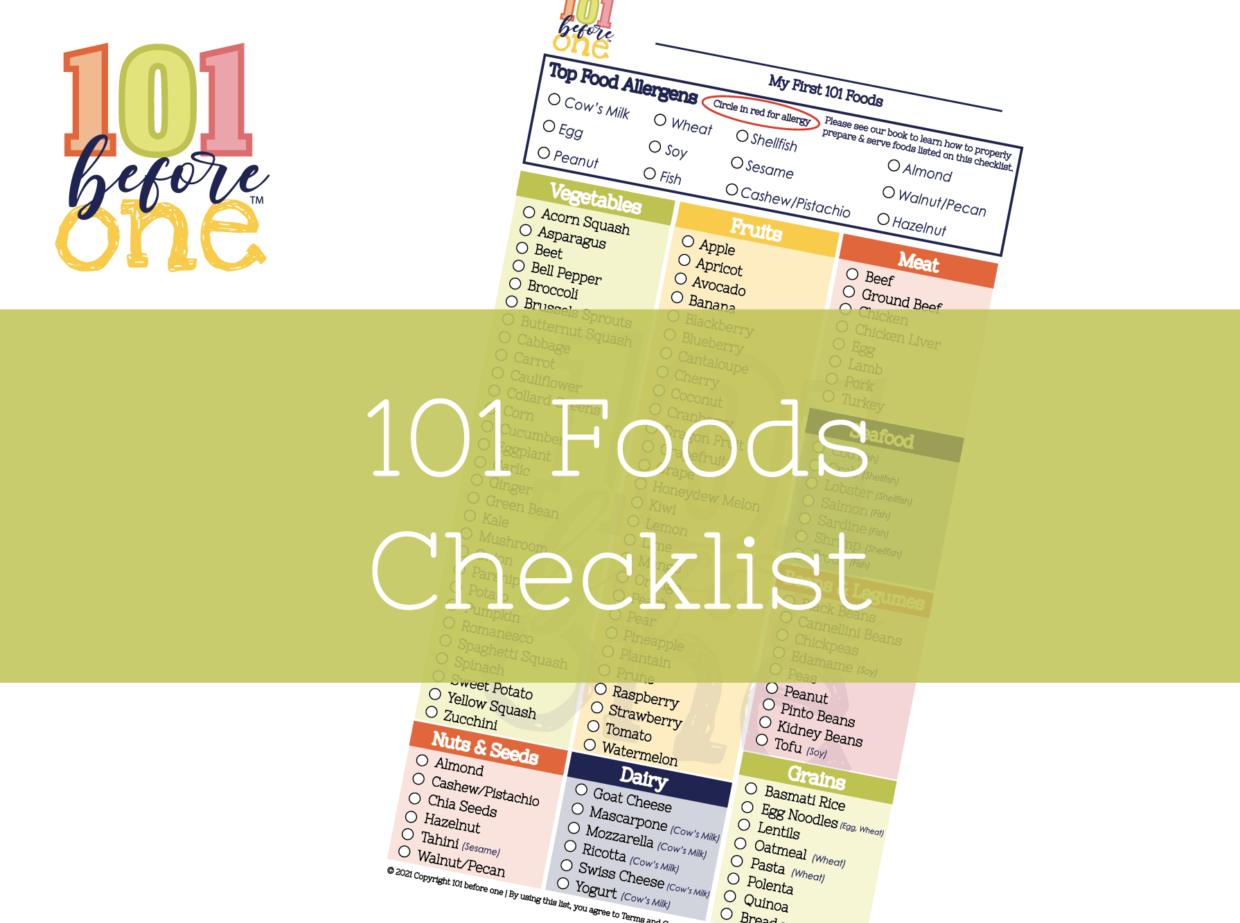 100 Foods Before One Printable Checklist