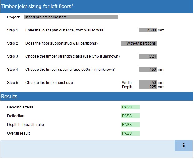 Floor joist calculation spreadsheet