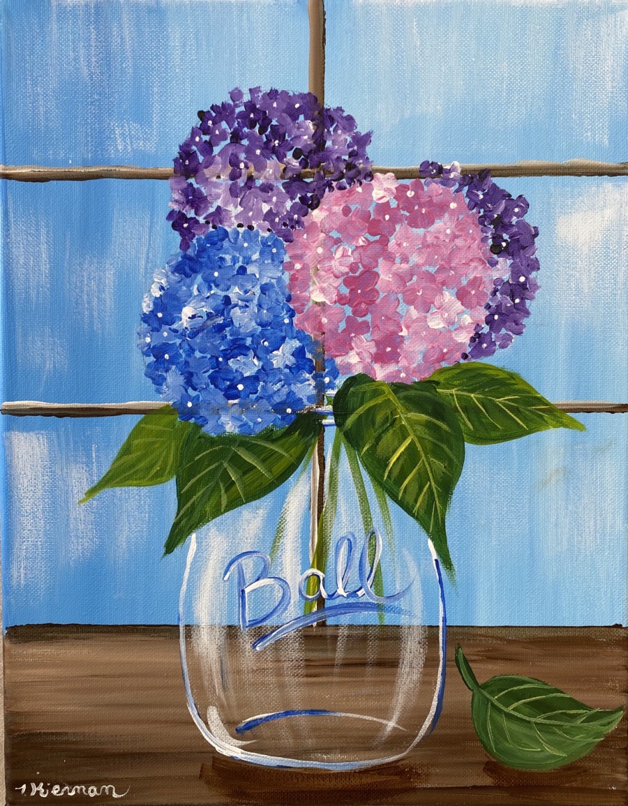 "Hydrangea Window" PDF Download Acrylic Painting Tutorial