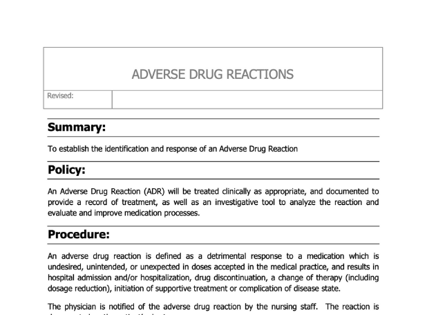 Drug Adverse Reaction Report Form – BWCY