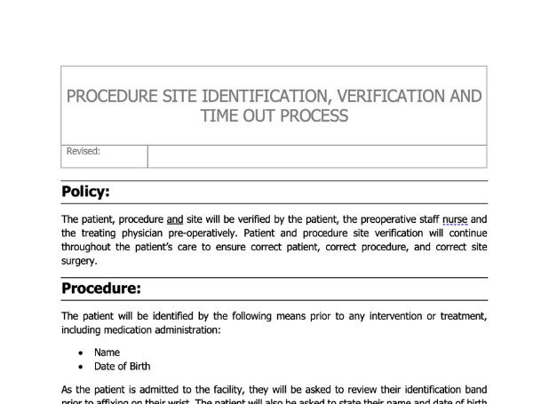 Time Out Procedure Checklist – Prospective Investigation of the ...