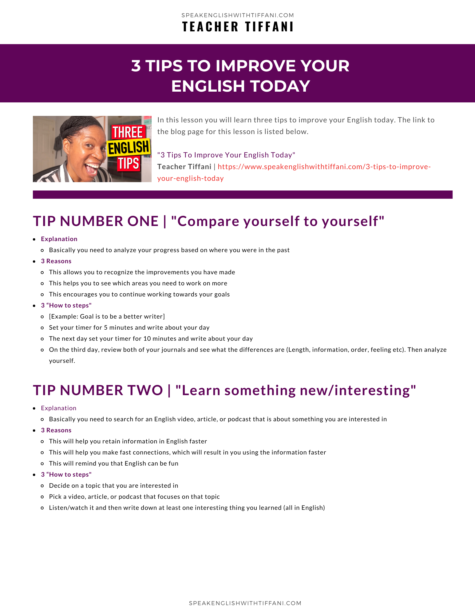 FREE PDF | 3 Tips To Improve Your English Today