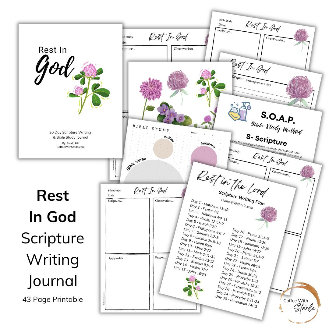 Rest In The Lord Scripture Writing Journal Printable