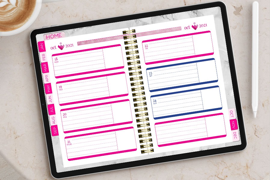 D17 Popular Layout 3 Weekly Horizontal Digital Planner Template