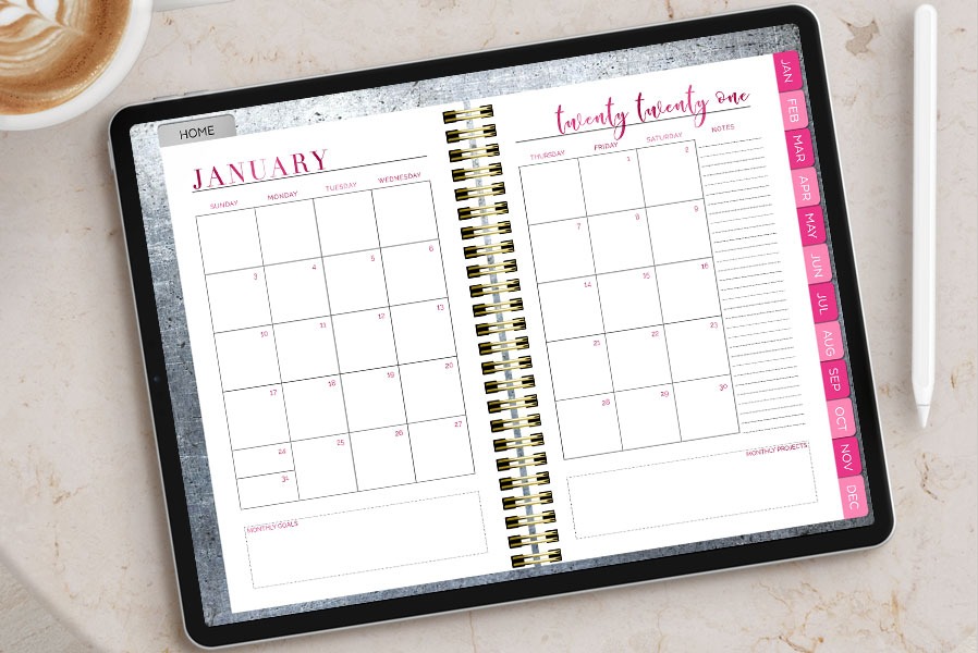 Digital Monthly Planner Template