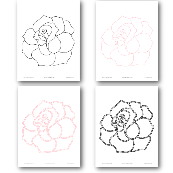 Simple Rose Outline  Free, Printable Rose Templates