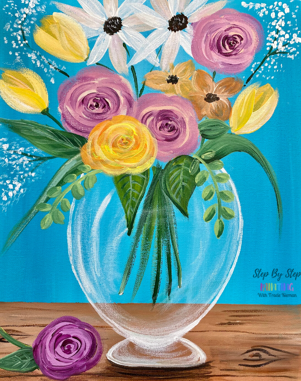 Floral Vase Acrylic Painting Tutorial PDF Download