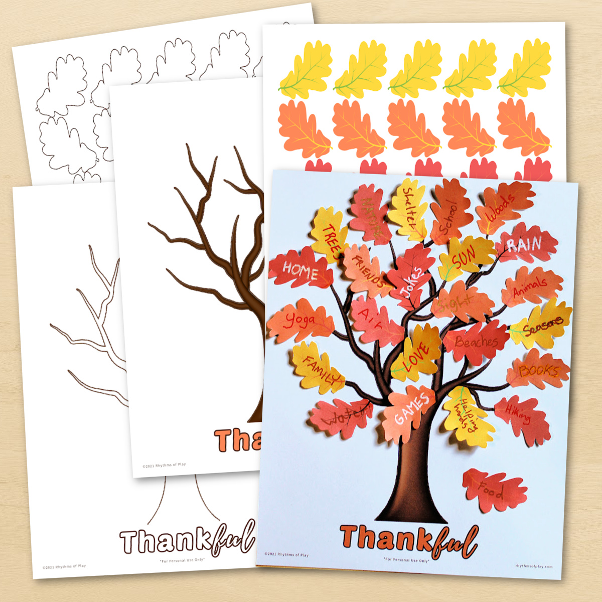 Printable Thankful Tree with Gratitude Leaves