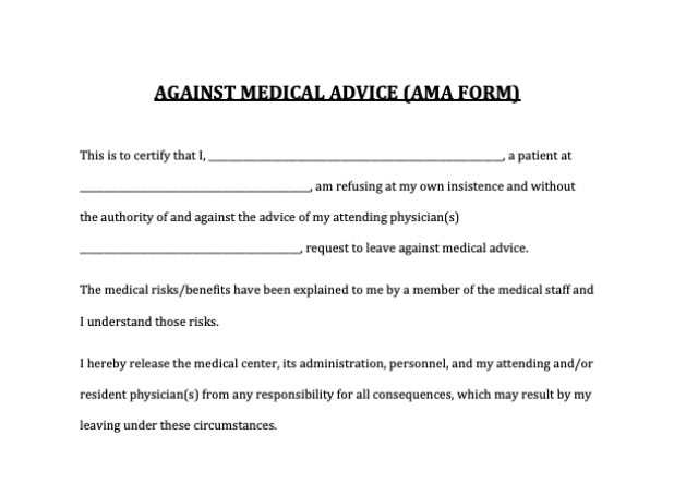 Printable Against Medical Advice Form